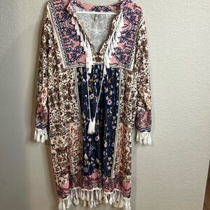 Adorable Noracora Floral Boho hippie beach cruise swim coverup Dress women xxl
